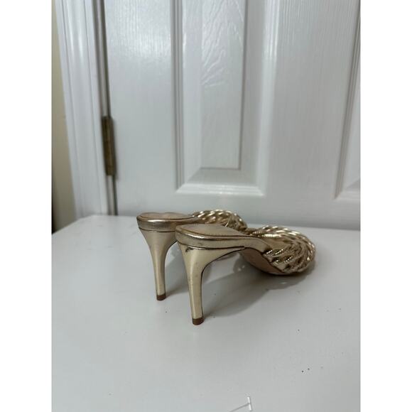 Schutz Lessie Sandals Sz 6B Gold Heels Pointed Toe MSRP $128 Nice! - Picture 6 of 10